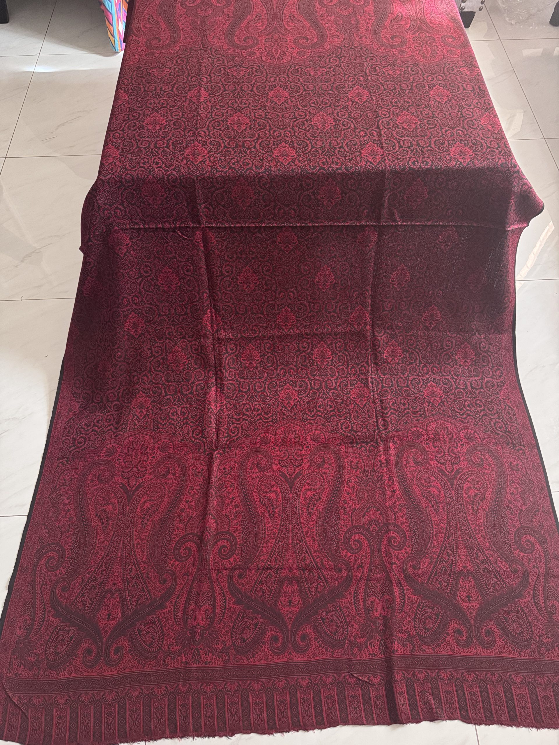 Kani Reversible Pashmina Shawl — Black & Red Colour
