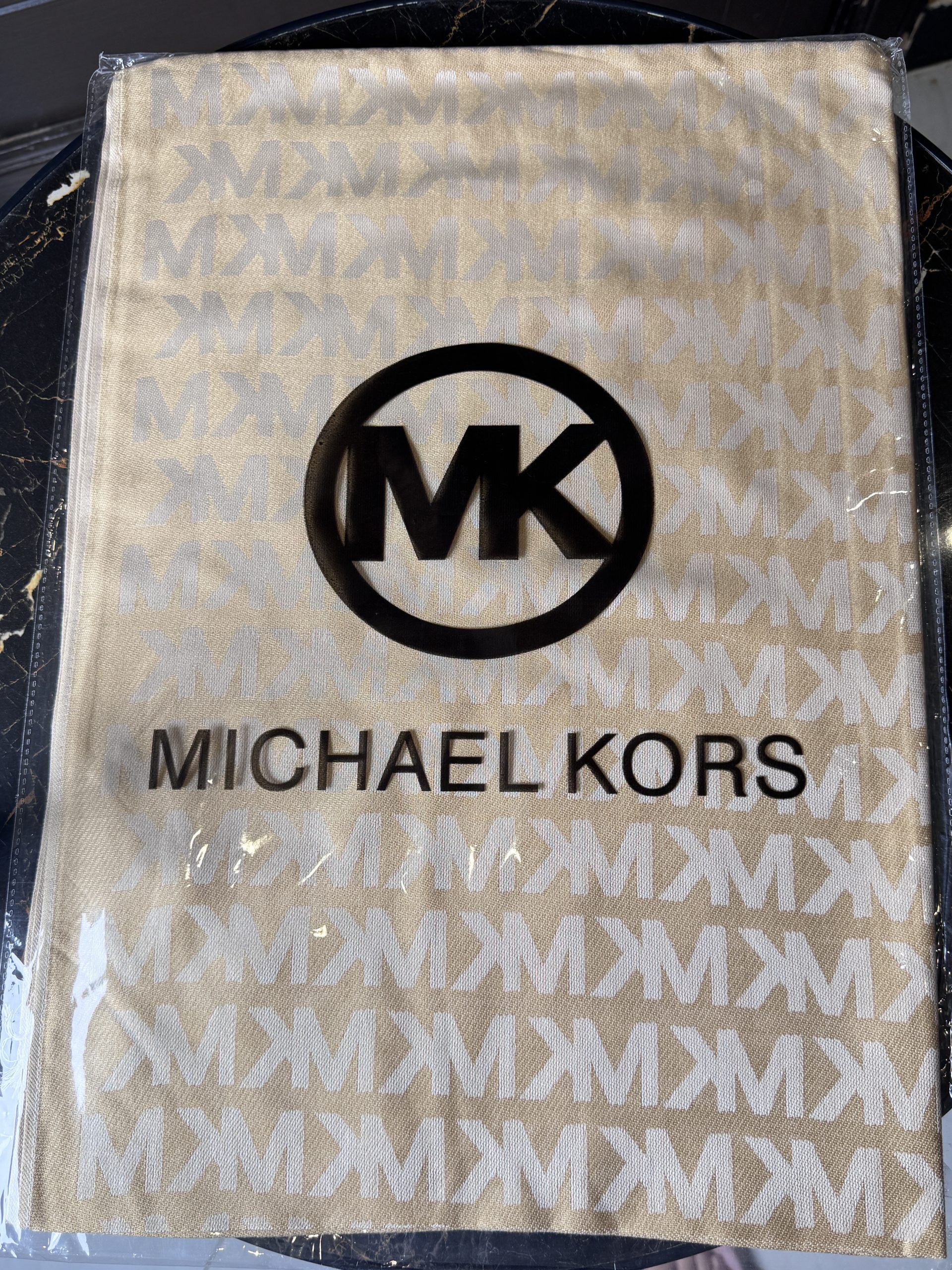 MK Stole-Warm Beige & White - Image 2