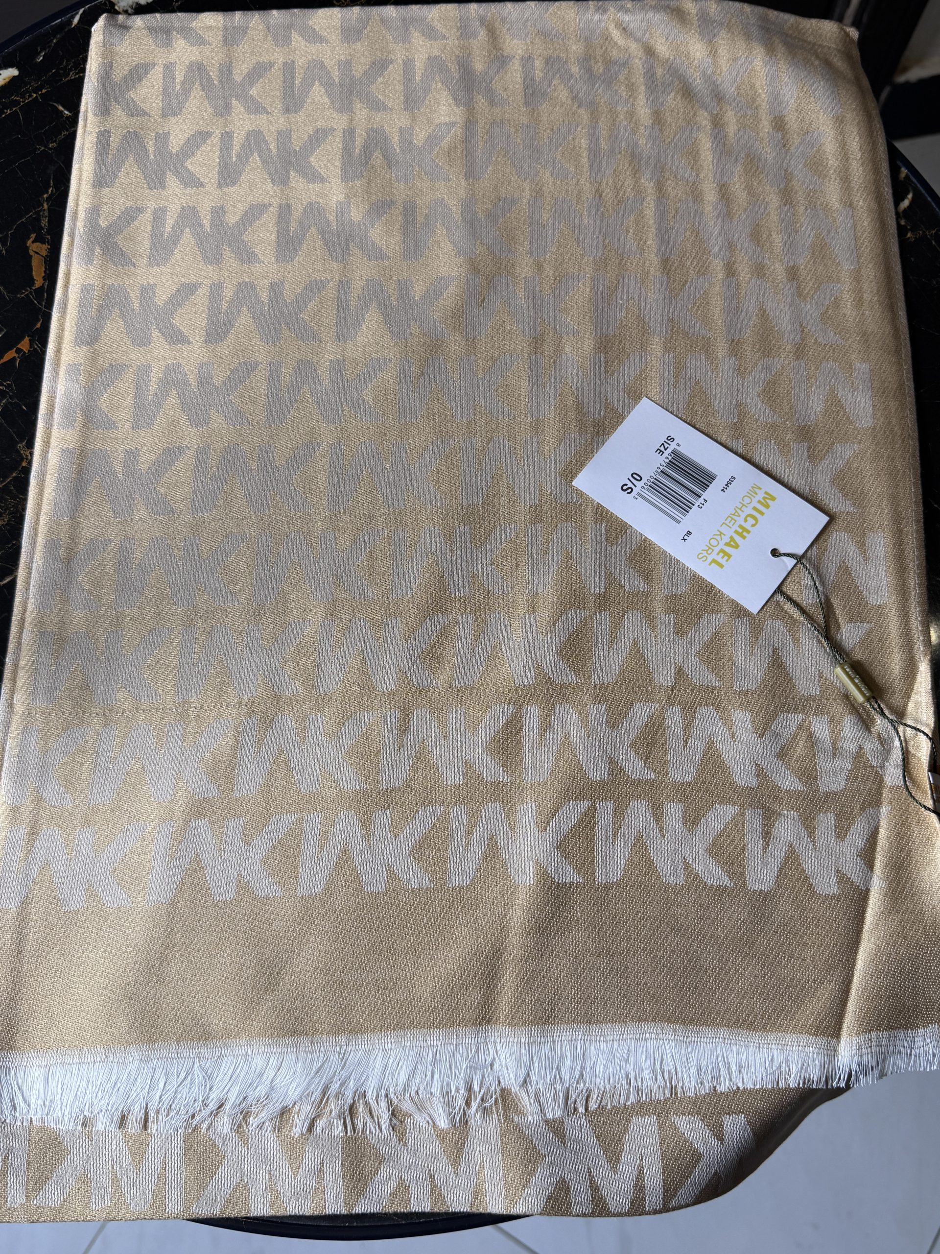 MK Stole-Warm Beige & White
