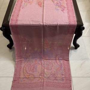 Dusty Rose Mughal Floral Paisley Pashmina Stole (28 × 70 Inches)