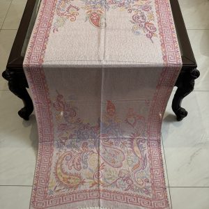 Blush Pink Mughal Floral Paisley Pashmina Stole (28 × 70 Inches)
