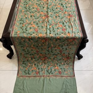 Sage Green Pashmina Stole with Floral Embroidery (28×80 inches)