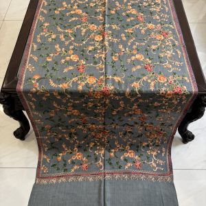 Grey Pashmina Stole with Floral Embroidery (28×80 inches)