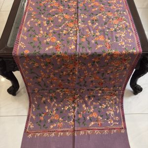 Mauve Purple Pashmina Stole with Floral Embroidery (28×80 inches)
