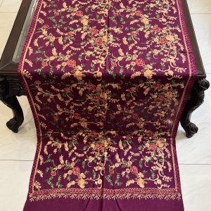 Zareen – Magenta Pashmina Stole with Floral Embroidery (28x80 inches)