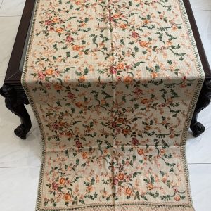 Beige Pashmina Stole with Floral Vine Embroidery (28×80 inches)