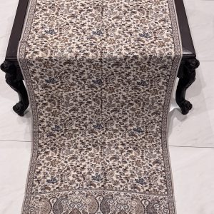 Beige Kani Pashmina Stole with Intricate Floral Paisley Weave (28×70 inches)