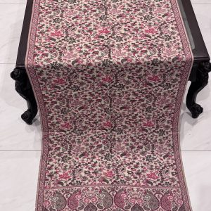 Beige Kani Pashmina Stole with Floral Paisley Weave & Traditional Border (28×70 inches)
