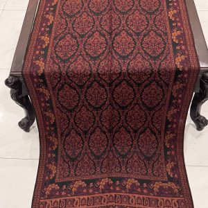 Black Kani Pashmina Stole with Intricate Floral & Paisley Pattern (28×70 inches)