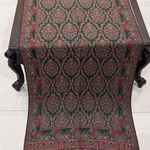 Deep Green Kani Pashmina Stole with Intricate Floral Damask Motifs