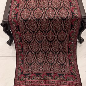 Black Kani Pashmina Stole with Traditional Floral Damask Motifs