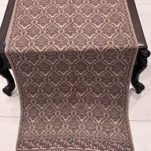 Beige & Maroon Kani Pashmina Stole with Intricate Diamond Floral Pattern