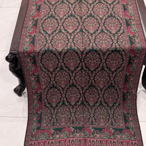 Bottle Green & Rose Pink Floral Kani Pashmina Stole with Ornamental Diamond Motifs