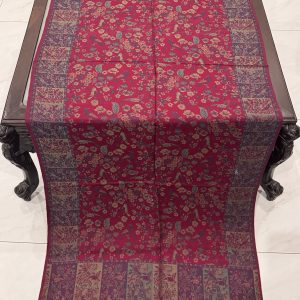 Maroon & Multicolour Floral Kani Pashmina Stole with Kashmiri Bird Motifs